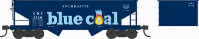 PRR Class GLa 2-Bay Open Hopper - Ready to Run -- Central Railroad of New Jersey 6736 (blue, yellow, orange, Blue Coal Graphic