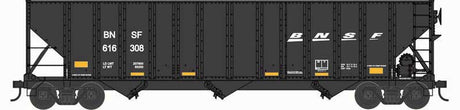 100-Ton 3-Bay Open Hopper with Coal Load - Ready to Run -- BNSF Railway #616380 (black, white, Wedge Logo, yellow conpicuity marks)