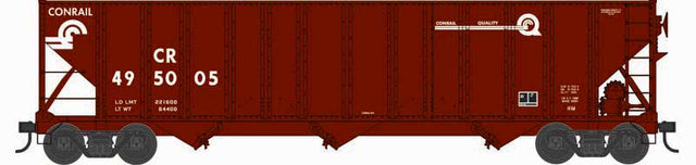 100-Ton 3-Bay Open Hopper with Coal Load - Ready to Run -- Conrail #495097 (Boxcar Red, white, Small Quality Logo)