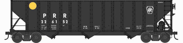 100-Ton 3-Bay Open Hopper with Coal Load - Ready to Run -- Pennsylvania Railroad #226152 (black, yellow dot, Plain Keystone)