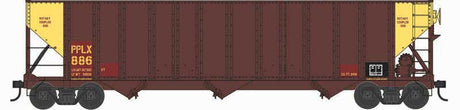 100-Ton 3-Bay Open Hopper with Coal Load - Ready to Run -- Pennsylvania Power & Light PPLX #886 (yellow on both ends, brown)