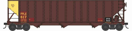 100-Ton 3-Bay Open Hopper with Coal Load - Ready to Run -- Pennsylvania Power & Light PPLX #617 (brown, yellow end)