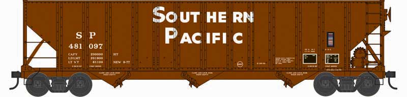 100-Ton 3-Bay Open Hopper with Coal Load - Ready to Run -- Southern Pacific #481102 (Boxcar Red, white, Sans Serif Lettering)