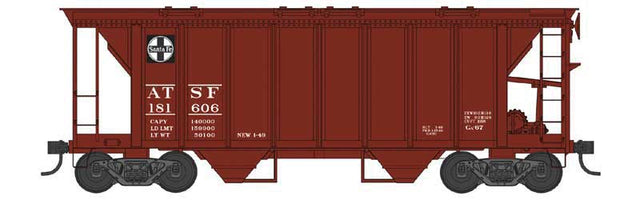 70-Ton 2-Bay Covered Hopper with Closed Sides - Ready to Run -- Santa Fe #181673 (Boxcar Red, black, white)