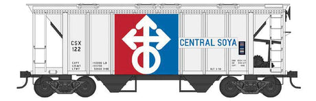 70-Ton 2-Bay Covered Hopper with Closed Sides - Ready to Run -- Central Soya #130 (white, red, blue, black)