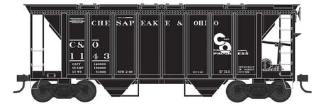 70-Ton 2-Bay Covered Hopper with Closed Sides - Ready to Run -- Chesapeake & Ohio #1150 (black, Progress Logo)