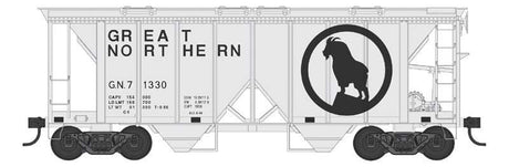 70-Ton 2-Bay Covered Hopper with Open Sides - Ready to Run -- Great Northern #1339 (gray, black, Large Rocky Silhouette)