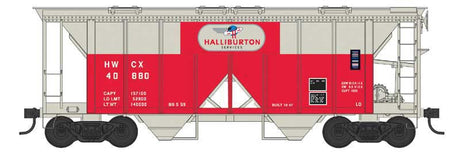 70-Ton 2-Bay Covered Hopper with Open Sides - Ready to Run -- Halliburton #40916 (gray, red)