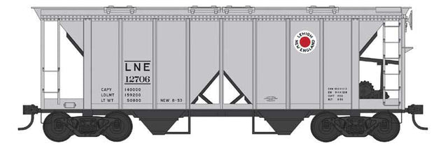 70-Ton 2-Bay Covered Hopper with Open Sides - Ready to Run -- Lehigh & New England #12710 (gray, red, white, Fried Egg Logo)
