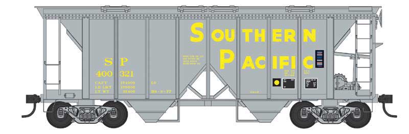 70-Ton 2-Bay Covered Hopper with Open Sides - Ready to Run -- Southern Pacific #400304 (gray, yellow)