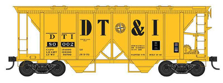 70-Ton 2-Bay Covered Hopper with Open Sides - Ready to Run -- Detroit, Toledo & Ironton #80005 (yellow, black)