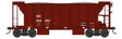 70-Ton 2-Bay Ballast Hopper with Closed Sides - Ready to Run -- Burlington Northern #953661 (Boxcar Red)
