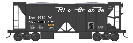 70-Ton 2-Bay Ballast Hopper with Open Sides - Ready to Run -- Denver & Rio Grande Western #25006 (black, Flying Grande)