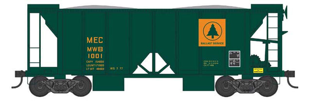 70-Ton 2-Bay Ballast Hopper with Open Sides - Ready to Run -- Maine Central #1004 (green, Harvest Gold)