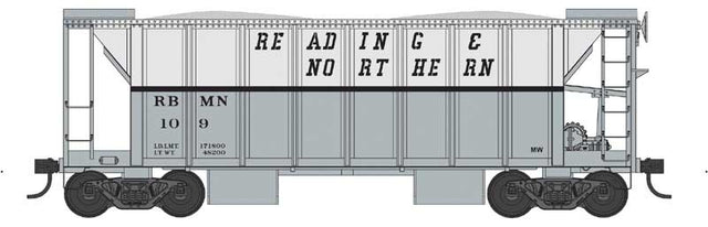 70-Ton 2-Bay Ballast Hopper with Closed Sides - Ready to Run -- Reading & Northern #112 (2-Tone Gray)