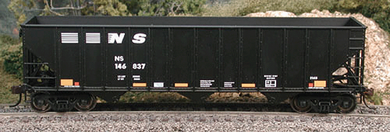 100-Ton 3-Bay Hopper - Ready to Run - Executive Line -- Norfolk Southern #146821 (black, white 2010s Spread-Out Logo)