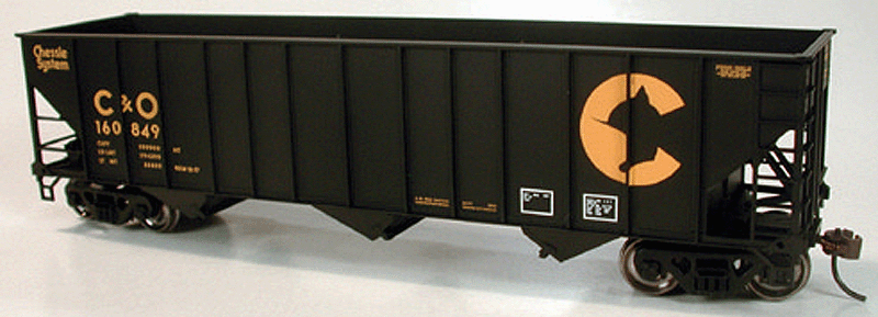 100-Ton 3-Bay Hopper - Ready to Run - Executive Line -- Chessie System C&O #189300 (black, yellow Cat Logo)