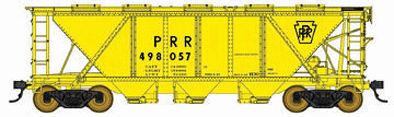 Pennsylvania Railroad Class H30 Covered Hopper - Ready to Run - Executive Line -- Pennsylvania Railroad #498085 (yellow,  black, Keystone)