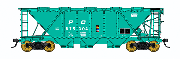 Pennsylvania Railroad Class H30 Covered Hopper - Ready to Run - Executive Line -- Penn Central #875282 (Jade Green, white, Small Logo)