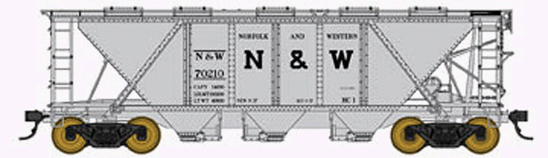 Pennsylvania Railroad Class H30 Covered Hopper - Ready to Run - Executive Line -- Norfolk & Western #70211 (gray, Block N&W)