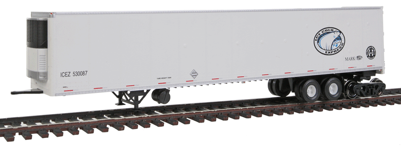 53' Dura Plate Reefer Roadrailer - Assembled - Executive Line -- Burlington Northern Santa Fe #530087 (white, blue, green, Ice Cold Express)