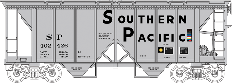 70-Ton 2-Bay Covered Hopper w/Open Sides - Ready to Run - Executive Line -- Southern Pacific #402439 (gray, black, yellow U1 Wheel Dot)