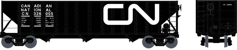 100-Ton 3-Bay Open Hopper - Ready to Run - Executive Line -- Canadian National #326005 (black, white, Large Noodle Logo)