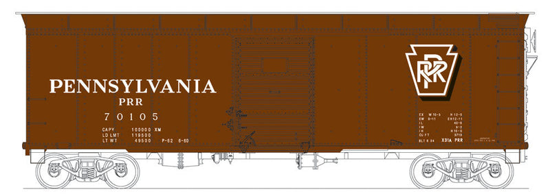Class X31a Round-Roof Boxcar - Ready to Run -- Pennsylvania Railroad #70105 (Tuscan, Shadow Keystone)
