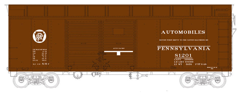 Class X31a Turtle-Roof Double-Door Boxcar - Ready to Run -- Pennsylvania Railroad #81211 (Tuscan, Circle Keystone, Auto Service)