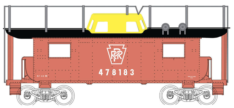 PRR N8 Caboose - Ready to Run - Executive Line -- Pennsylvania Railroad #478183 (Tuscan, Plain Keystone, yellow Cupola w/Anten