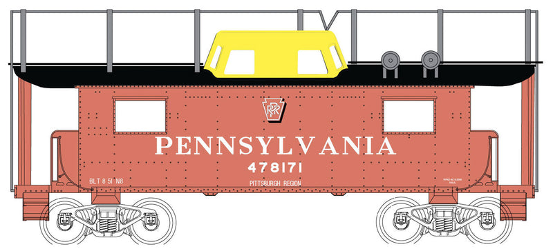 PRR N8 Caboose - Ready to Run - Executive Line -- Pennsylvania Railroad #478171 (Tuscan, Shadow Keystone Pitt. Region w/Antenn