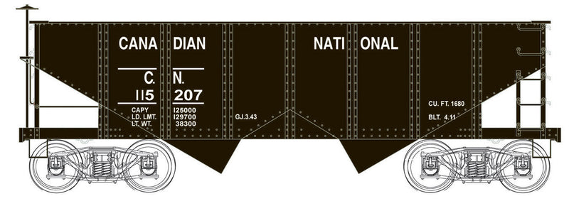 PRR Class GLa 2-Bay Open Hopper - Ready to Run - Executive Line -- Canadian National #115207 (black)