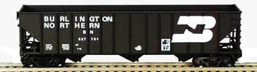 100-Ton 3-Bay Hopper  - Ready to Run - Executive Line -- Burlington Northern #522096 (black, 1970s Large Lettering & Logo)