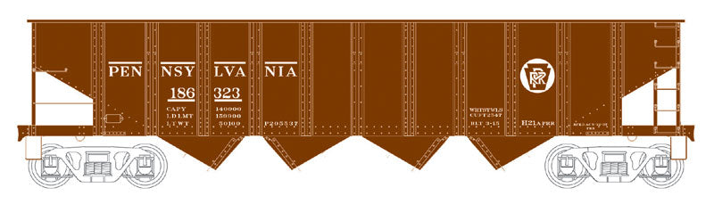 H21a 4-Bay Hopper - Ready to Run - Executive Line -- Pennsylvania Railroad #186323 (Tuscan, Circle Keystone)