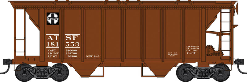 70-Ton 2-Bay Closed-Side Covered Hopper - Ready to Run - Executive Line -- Santa Fe #181558 (Boxcar Red, Square Logo)