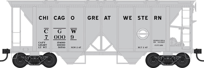 70-Ton 2-Bay Covered Hopper w/Open Sides - Ready to Run - Executive Line -- Chicago Great Western #70021 (gray)