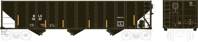 100-Ton 3-Bay Open Hopper - Ready to Run - Executive Line -- Bessemer & Lake Erie #1766 (black, yellow Conspicuity Marks)