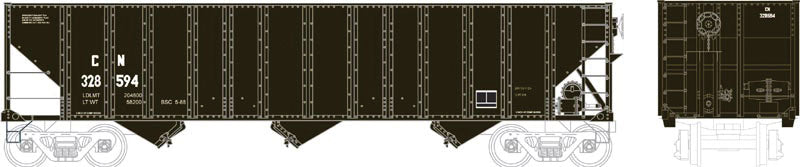 100-Ton 3-Bay Open Hopper - Ready to Run - Executive Line -- Canadian National #328629 (Ex-C&O, black)