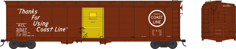 50' Single-Door Boxcar - Ready to Run -- Atlantic Coast Line #31527 (Boxcar Red, yellow, Thanks Slogan, Circle Logo)
