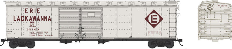 50' Double-Door Boxcar - Ready to Run -- Erie Lackawanna #65800 (gray, maroon)