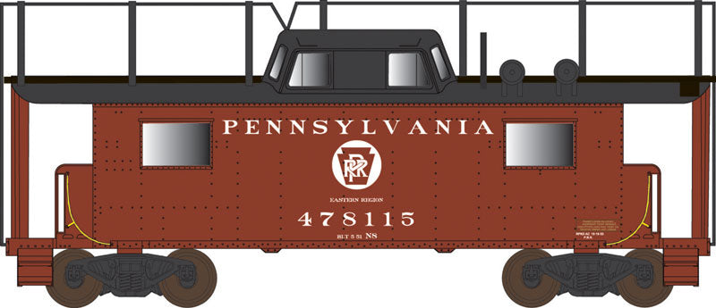 PRR Class N8 Steel Center-Cupola Cabin Car (Caboose) - Ready to Run -- Pennsylvania Railroad #478115 (East w/Antenna, Tuscan, black, Circle Keyston