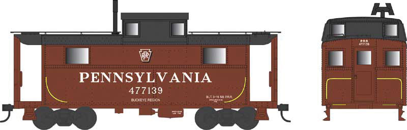 PRR Class N5 Steel Cabin Car (Caboose) - Ready to Run -- Pennsylvania Railroad #477139 (Tuscan, black, Shadow Keystone Buckeye)