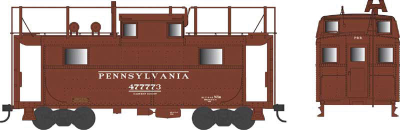 PRR Class N5 Steel Cabin Car (Caboose) - Ready to Run -- Pennsylvania Railroad #477811 (Early Scheme, Tuscan, Trainphone Antenna)