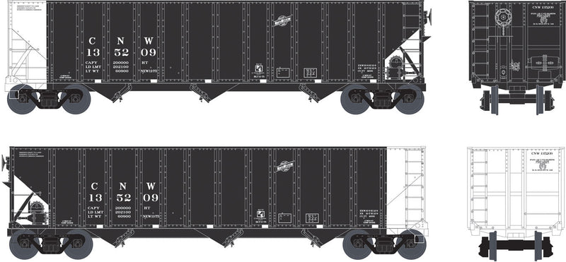 100-Ton 3-Bay Hopper - Ready to Run - Executive Line -- Chicago & North Western #135209 (black, white)