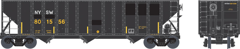 100-Ton 3-Bay Hopper - Ready to Run - Executive Line -- New York, Susquehanna & Western #801925 (black, yellow Conspicuity Markings)