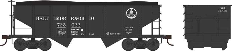 PRR Class GLa 2-Bay Open Hopper - Ready to Run -- Baltimore & Ohio 723044 (black, Capitol Dome Logo)