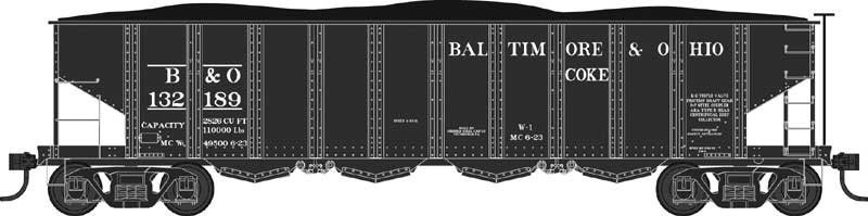 Class W1 4-Bay Hopper - Ready to Run -- Baltimore & Ohio 132206 (black, Coke Service)