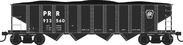 Class H21a 4-Bay Hopper - Ready to Run -- Pennsylvania Railroad 923637 (black, Block PRR Initials, Keystone)