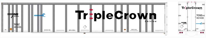 53' Platewall RoadRailer Trailer - Ready to Run -- Norfolk Southern Triple Crown 461506 (white, Large Logo, CR-NS Logos)