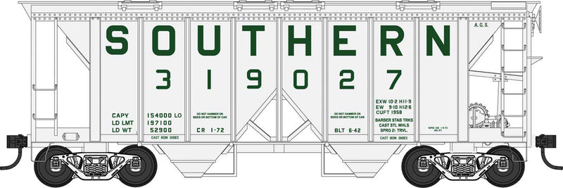 70-Ton 2-Bay Covered Hopper with Open Sides - Ready to Run -- Southern Railway 319070 (gray, green)